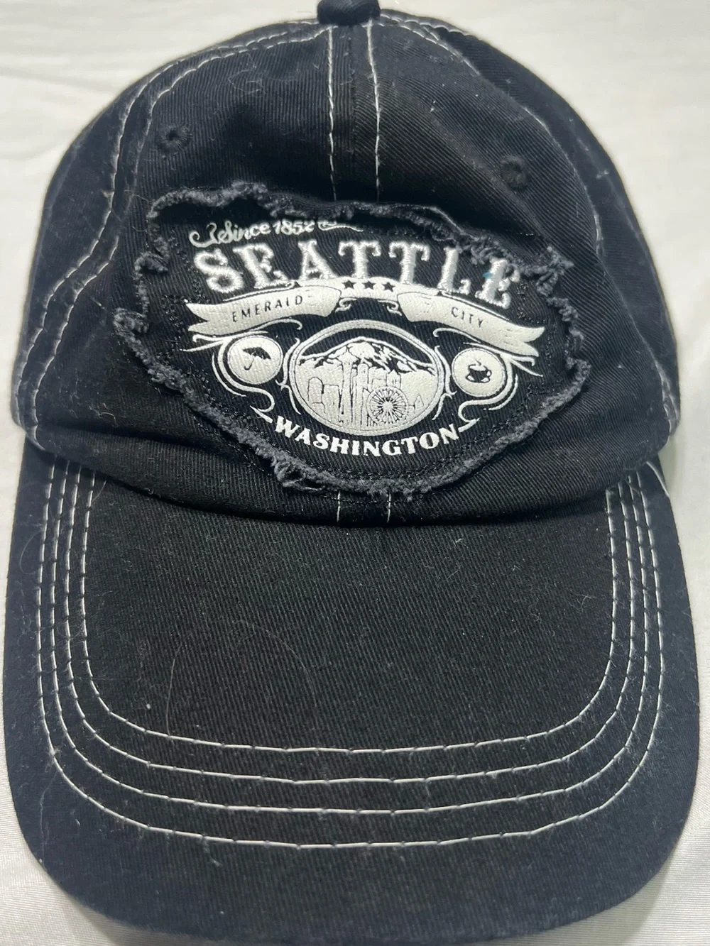 Seattle Washington Black Distressed Baseball Cap